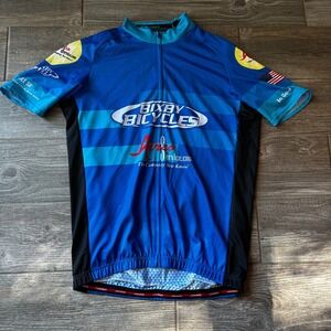 Fondo Cycling Jersey Mens L Blue Bixby Bicycles Short Sleeve Bike Shirt